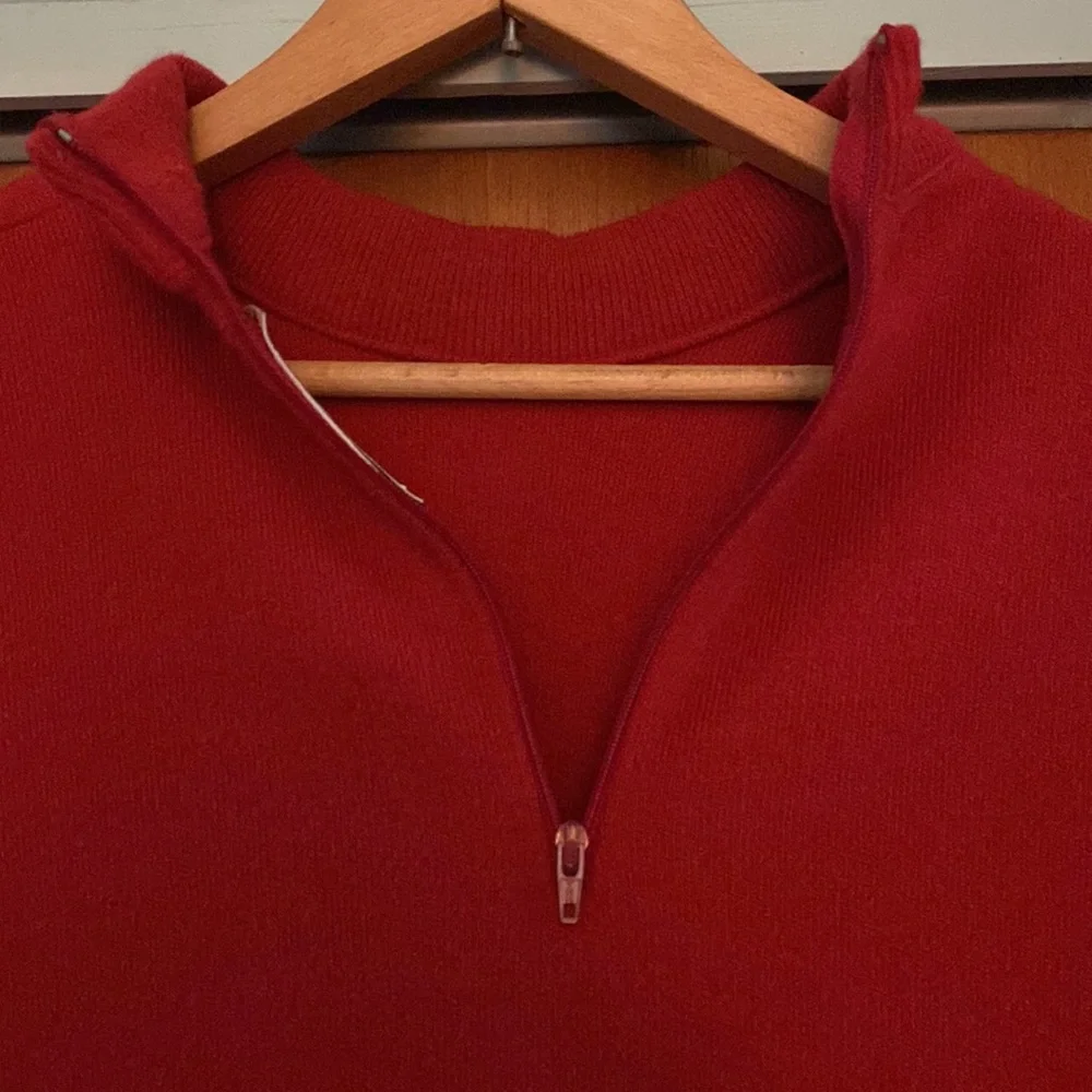 Classic used red sweater by Haymaker with zipper in the back size 42